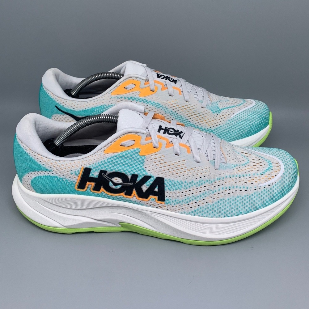 HOKA Rincon 4 White Teal Orange Running Shoes 1155130-CCOC Men's Sz 12.5